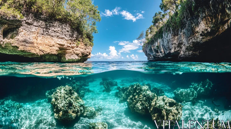 Breathtaking Underwater and Above-Water Scenery AI Image