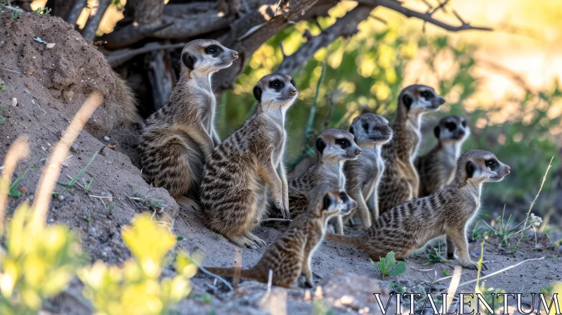 Captivating Meerkat Group in the Desert AI Image