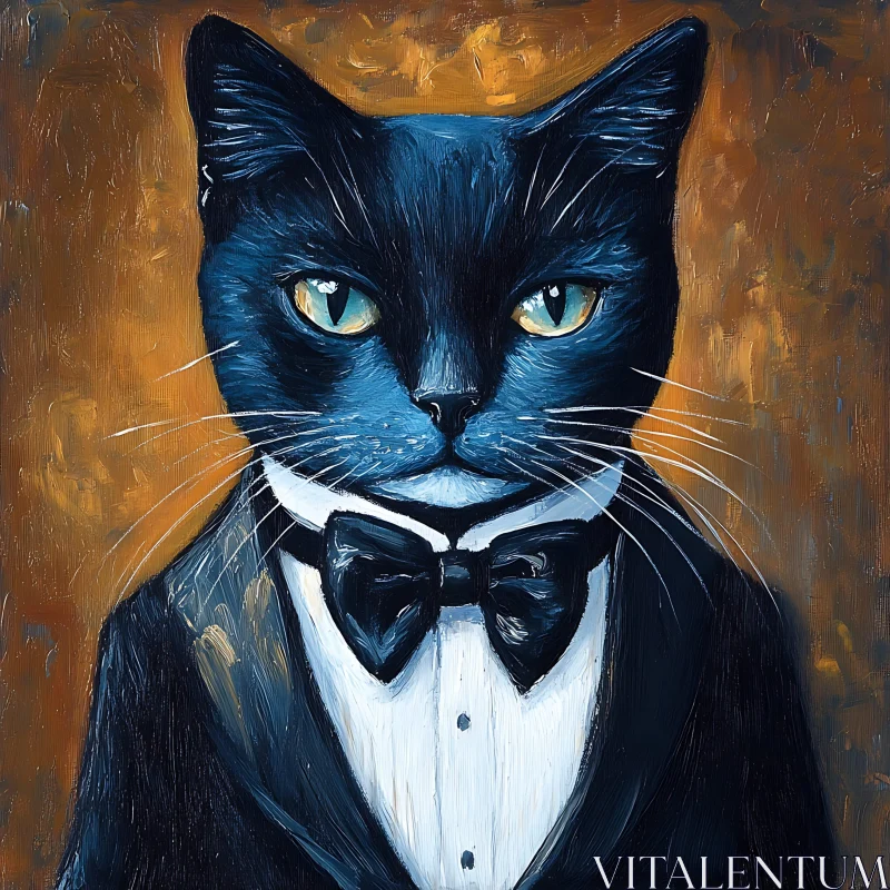 AI ART Sophisticated Cat Portrait in Formal Attire