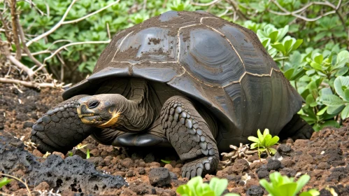 Graceful Galapagos Tortoise in Natural Habitat
