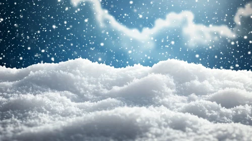 Peaceful Snowfall Under Cloud-Dappled Sky