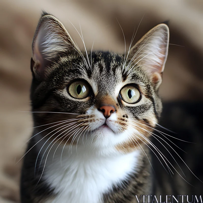 Close-Up of an Adorable Tabby Cat AI Image