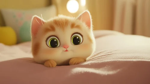 Cute Animated Cat with Fluffy Fur