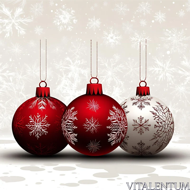 Festive Holiday Ornaments Featuring Snowflakes AI Image