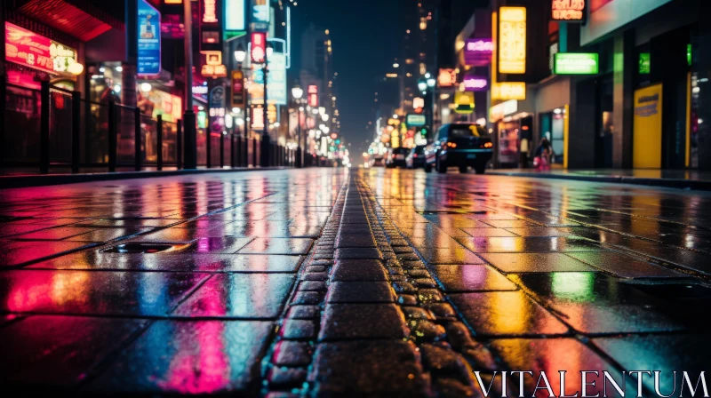 Colorful Night Cityscape - Japanese Minimalism Photography AI Image