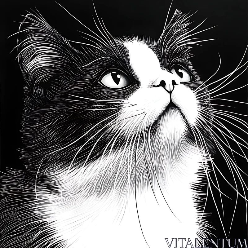 Detailed Cat Face Drawing AI Image