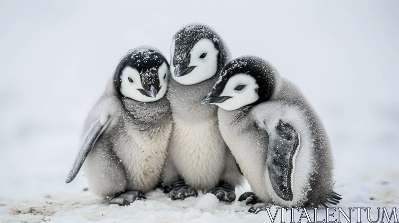 Emperor Penguin Chicks: A Heartwarming Encounter in Antarctica AI Image