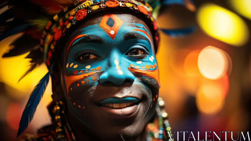 Exotic African-Inspired Face Paint - A Colorful Spectacle AI Image