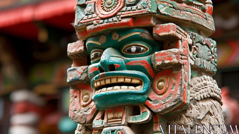 Intricate Mayan Sculpture: Depiction of a Powerful Deity AI Image