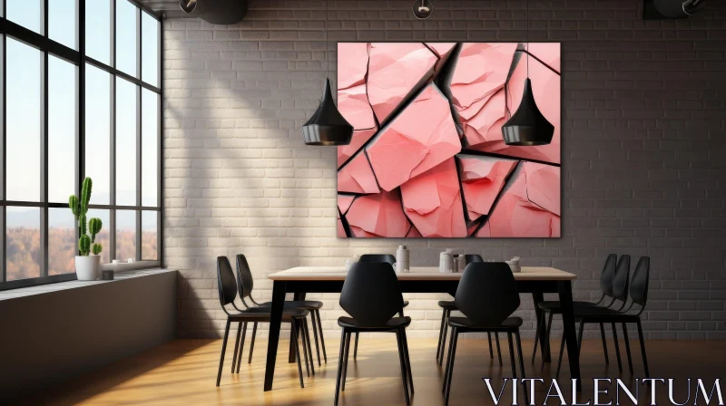 Modern Dining Room with Abstract Painting AI Image