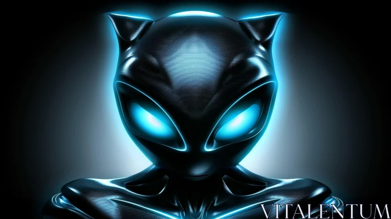 AI ART Mysterious Black Cat Creature 3D Rendering