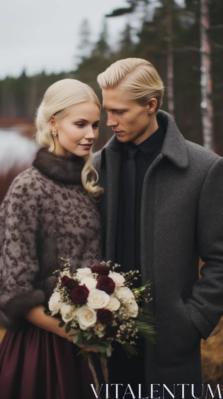 AI ART Winter Wedding in a Forest - Monochromatic Scandinavian Style