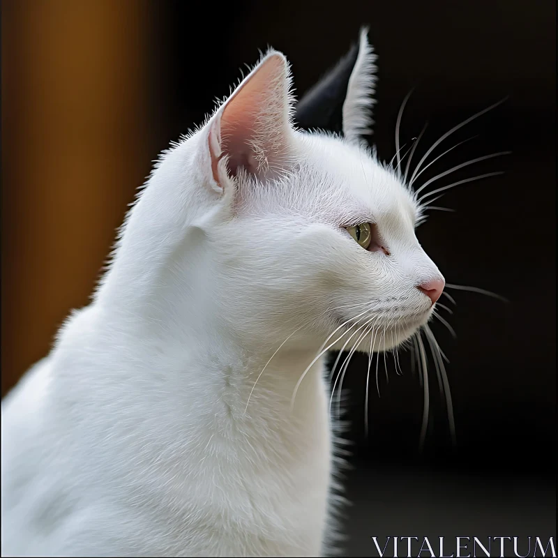 Elegant White Cat Profile Photography AI Image