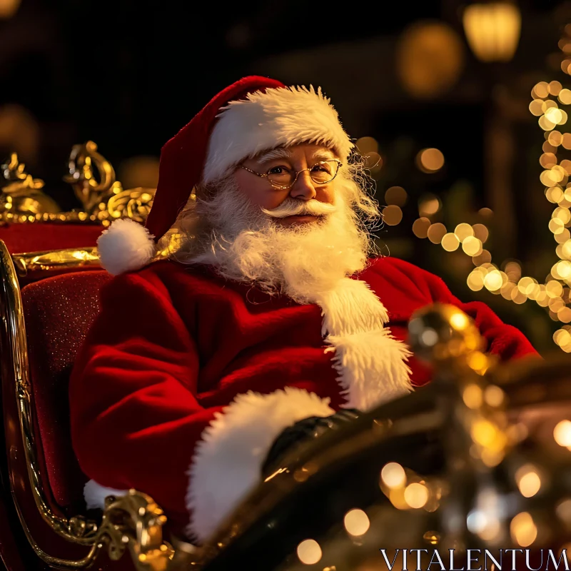 Santa Claus in His Christmas Sleigh AI Image