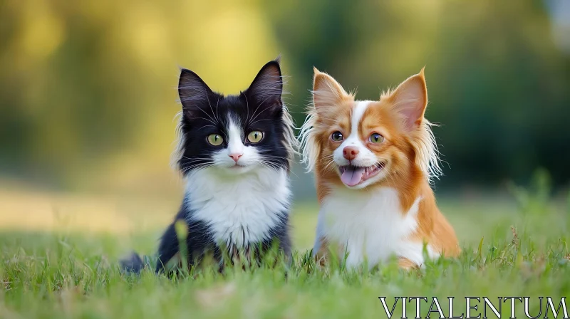 Cute Cat and Dog Companionship AI Image