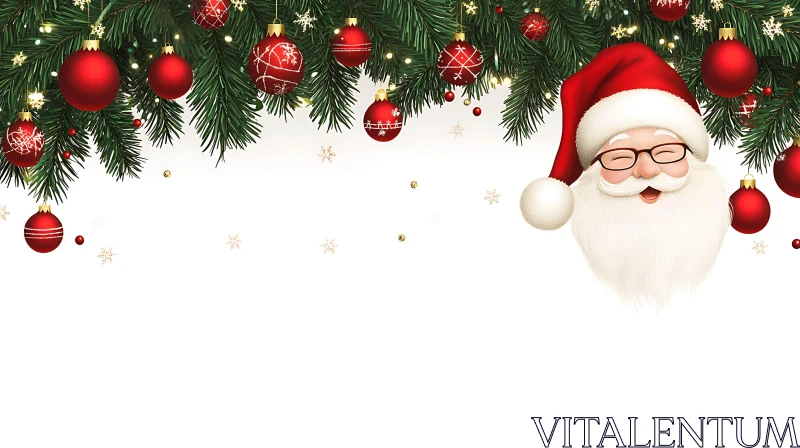 Santa Claus Decorated with Pine Branches and Baubles AI Image