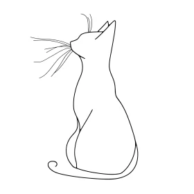 Elegant Cat Silhouette Line Drawing