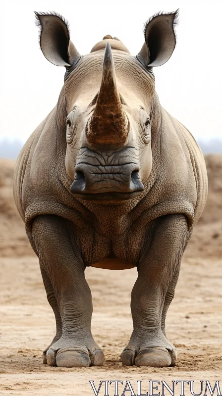 Rhinoceros With Prominent Horn AI Image