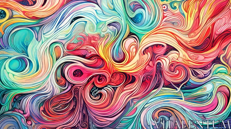 Vibrant Abstract Painting with Dynamic Movement AI Image