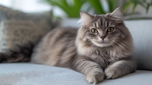 Graceful Cat Relaxing at Home