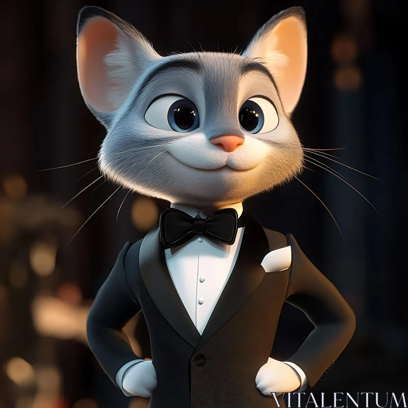 Charming Cat in Formal Attire AI Image