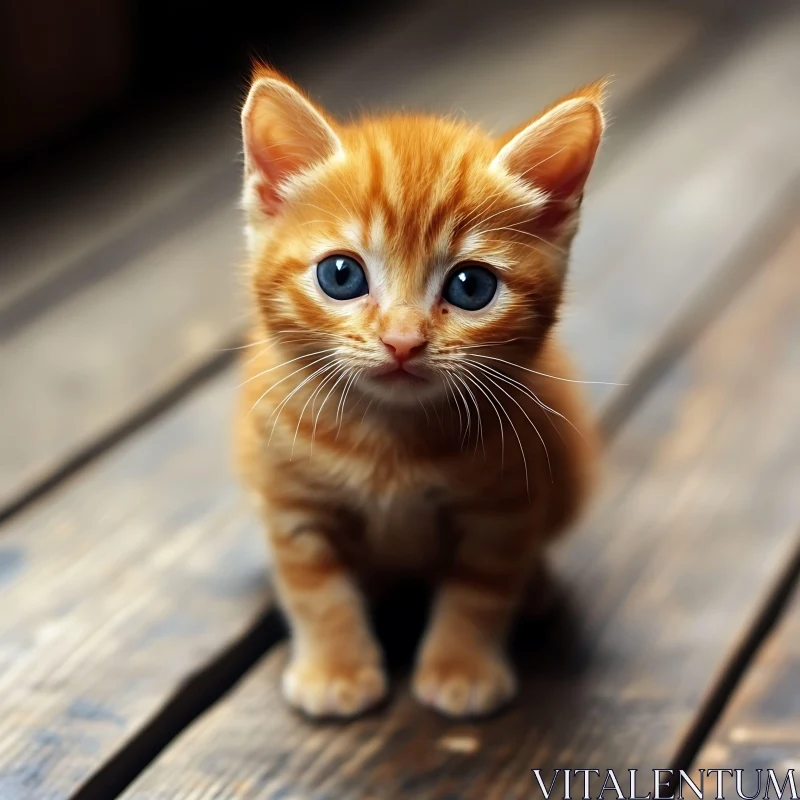 Cute Ginger Kitten with Striking Blue Eyes AI Image