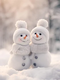 Cheerful Snowmen in the Snow