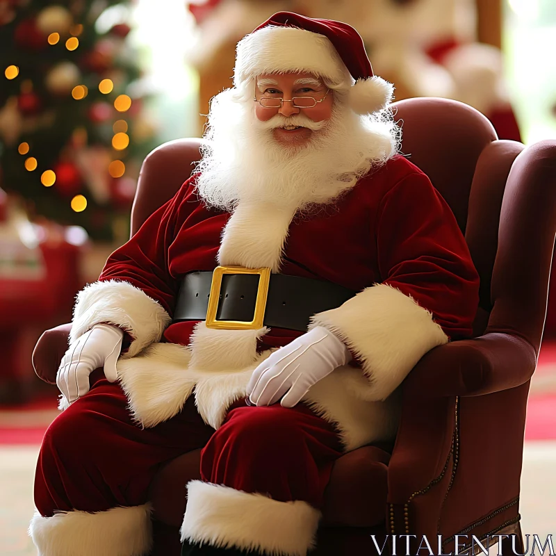 Santa Claus in a Christmas Decor AI Image