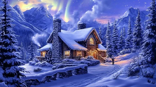 Winter Wonderland Cabin Scene