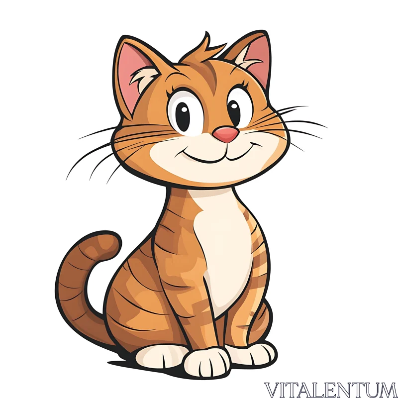 Adorable Striped Orange Cartoon Cat AI Image