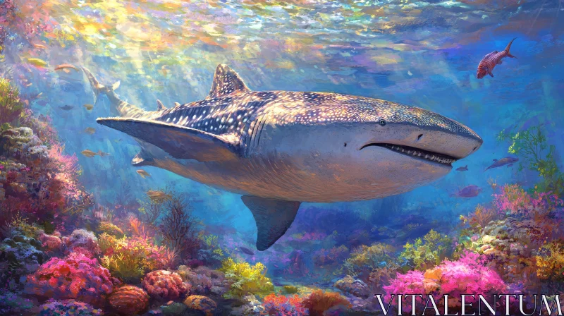 AI ART Majestic Whale Shark in Colorful Underwater Habitat