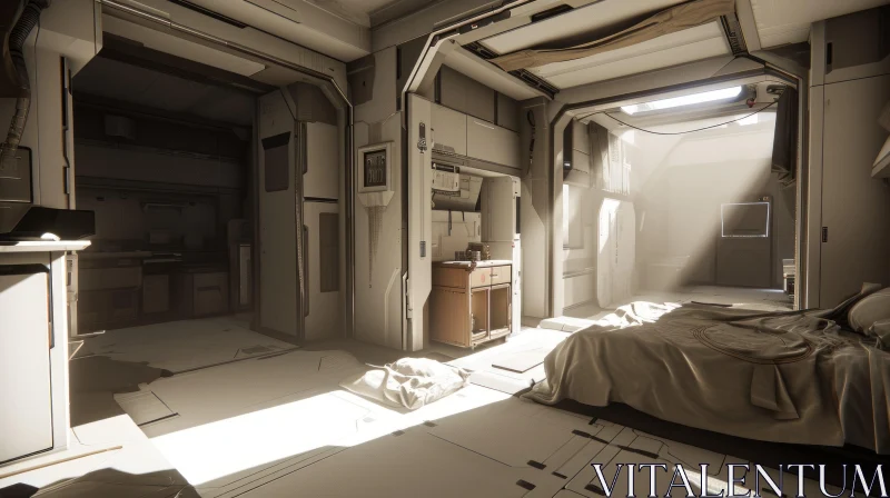 Futuristic Video Game in a Captivating Room | Dark White and Light Bronze AI Image