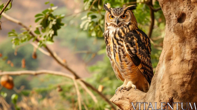 Stunning Owl Photograph on Tree Branch | Captivating Nature Image AI Image