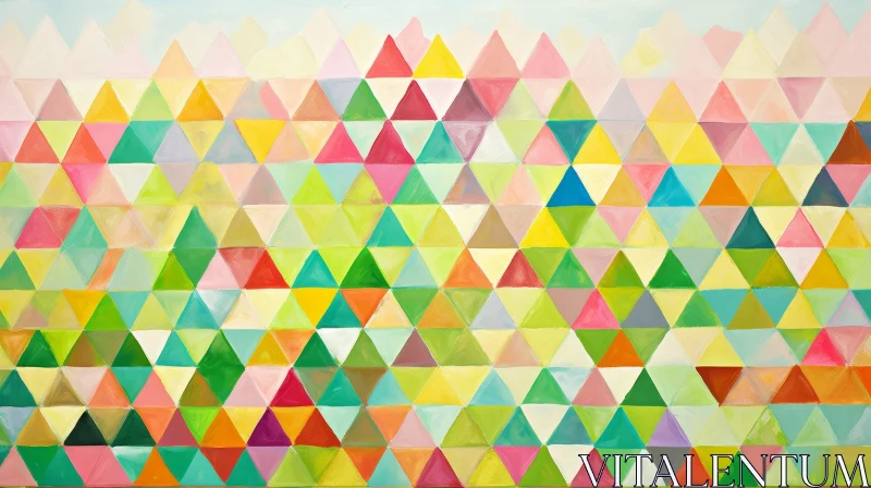 AI ART Vivid Abstract Painting with Geometric Triangles