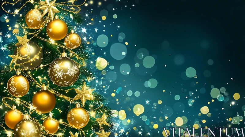 AI ART Festive Christmas Tree with Sparkling Decorations