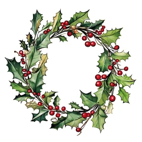 Holiday Holly Wreath Decoration