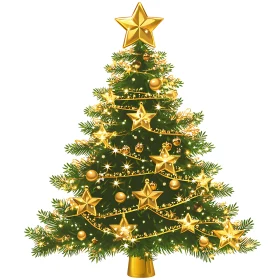 Golden Star Christmas Tree