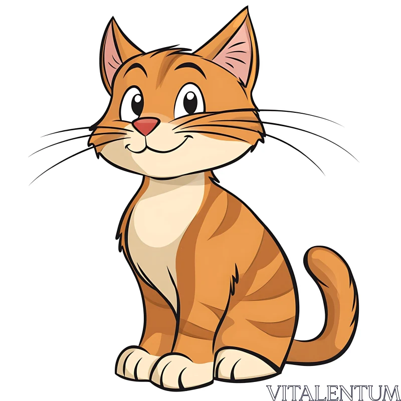 Cute Orange Cat Cartoon AI Image