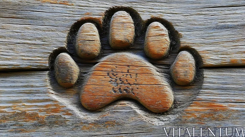 Intricate Bear Paw Wood Carving AI Image