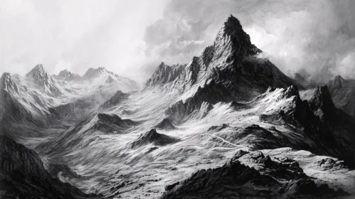 Monochrome Mountain Scenery