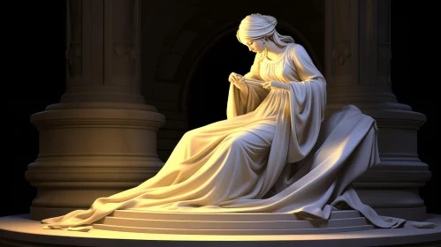 Classical Statue of Woman - 3D Rendering Profile