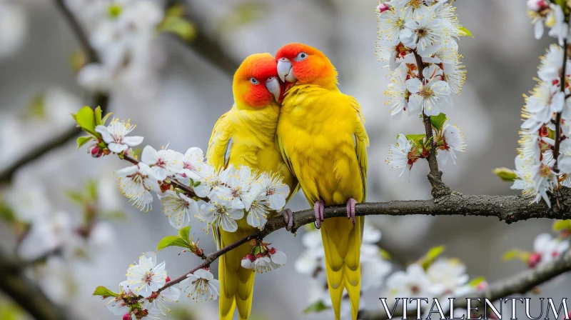 Colorful Parrots on a Tree Branch | Exquisite Nature Photography AI Image