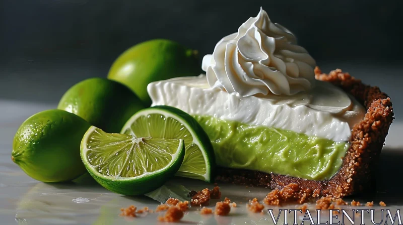 AI ART Delicious Key Lime Pie with Whipped Cream Topping