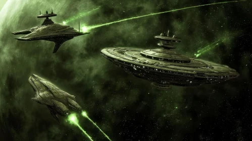 Green Ship in Space - Darkerrorcore Portraitures