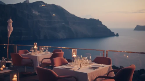 Luxury Dining Overlooking the Caldera in Santorini - Cinematic Lighting