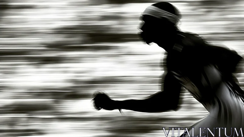 Powerful Silhouette of a Running Man - Dark Bronze Contrast AI Image