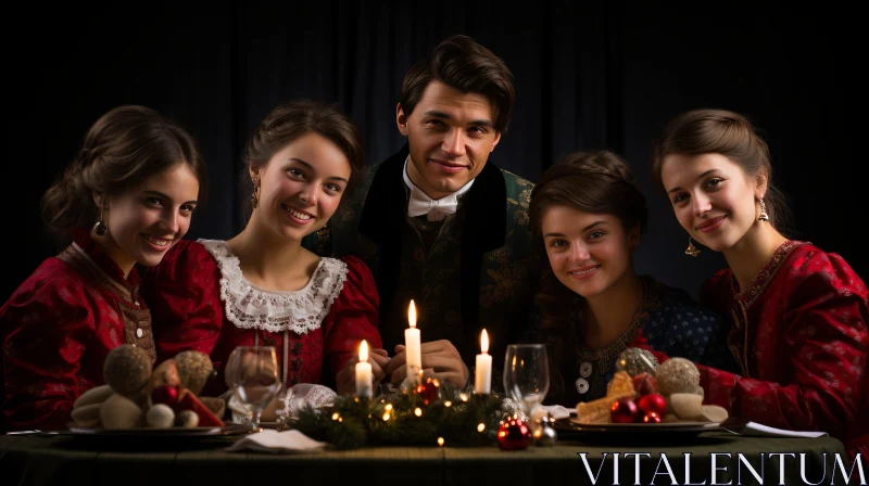 Victorian Christmas Feast: A Captivating Portrait of Tradition AI Image