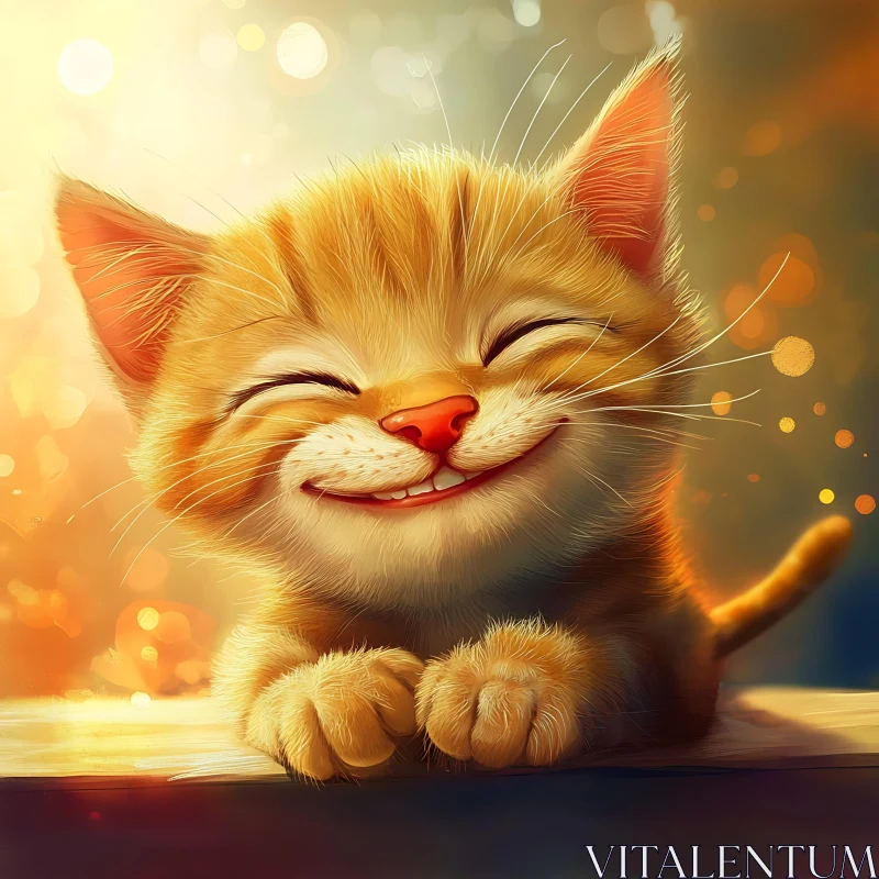 Cute Orange Kitten with a Big Smile AI Image