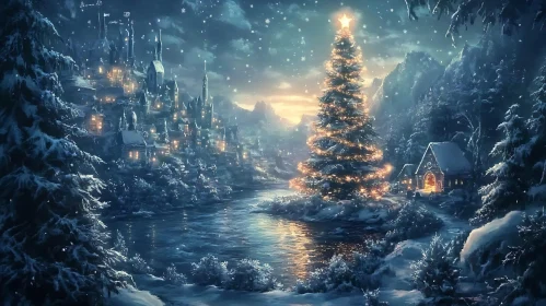 Magical Snow-Covered Holiday Landscape