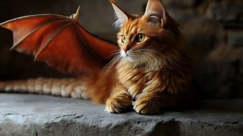 Fantasy Creature - Cat with Dragon Wings